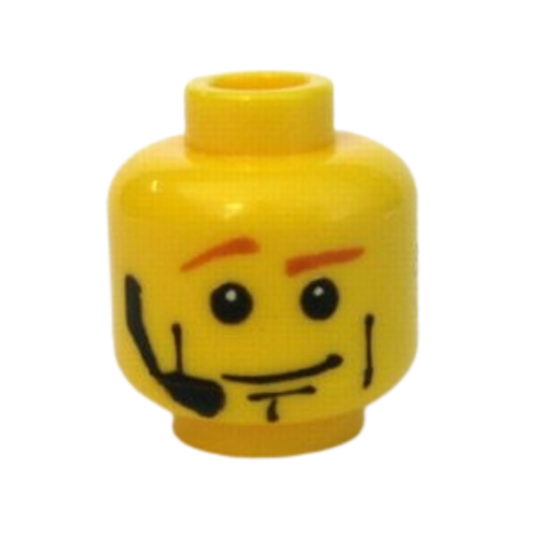 Head Male Dark Orange Eyebrows, White Pupils, Vertical Cheek Lines, Headset Pattern - 3626pb0360