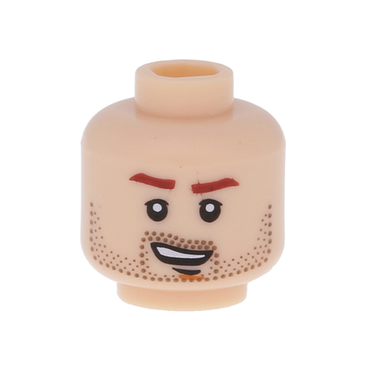 Head Male Reddish Brown Eyebrows, Medium Nougat Beard Stubble, Chin Dimple, and Open Mouth Lopsided Grin Pattern - 3626pb0382