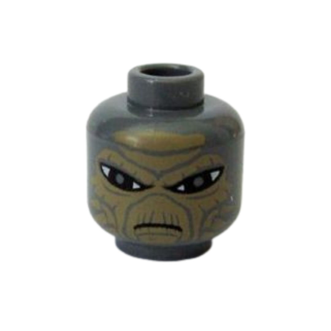 Head Alien SW Weequay with Dark Tan Face, Large Black Eyes, Frown Pattern - 3626pb0499