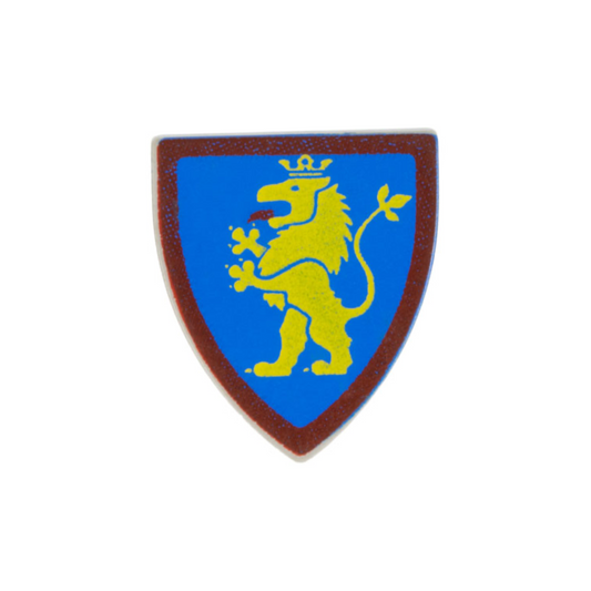Shield Triangular Short with Yellow Lion Standing on Blue Background with Red Border Pattern - 3846p4h